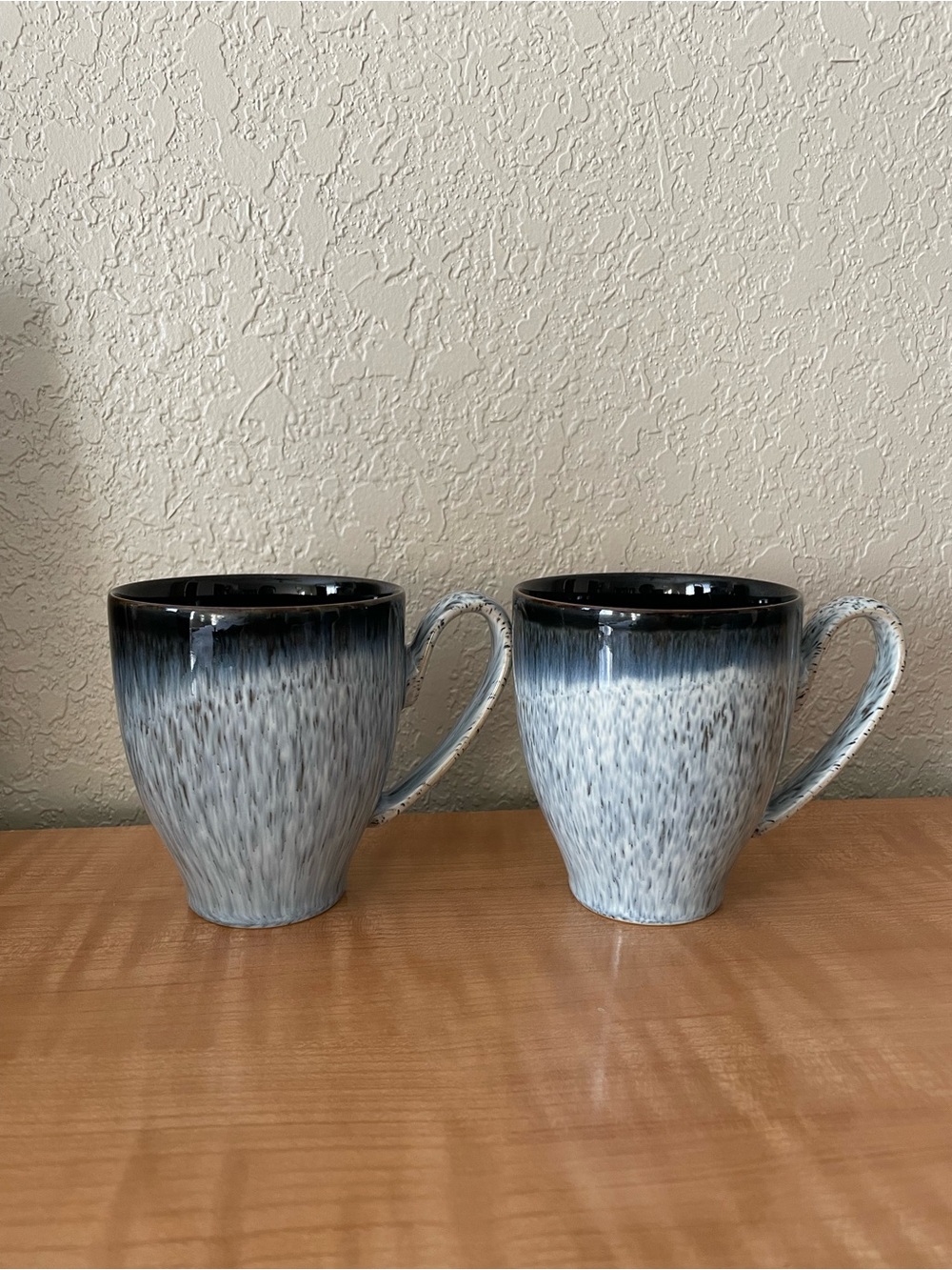 Set of 2 Denby Halo Large Mug 13 oz Stoneware Cup Made in England Blue Black